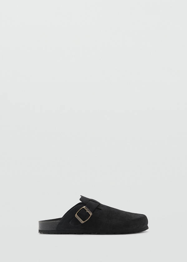 Suede leather clogs — Black