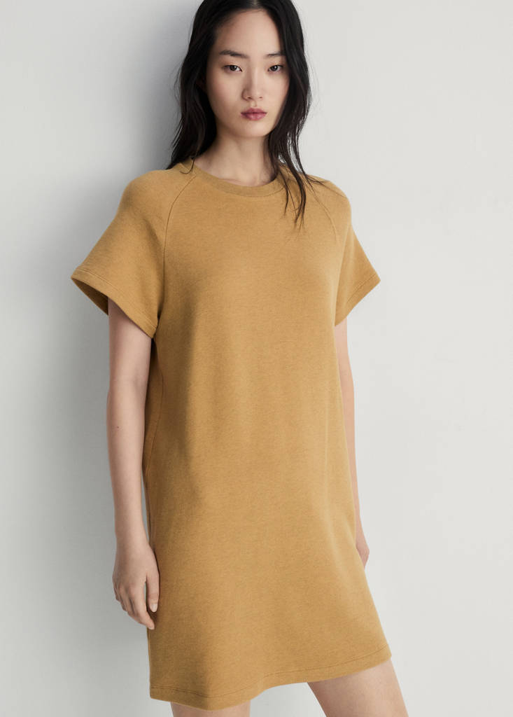 Heather fleece cotton nightgown — Ochre