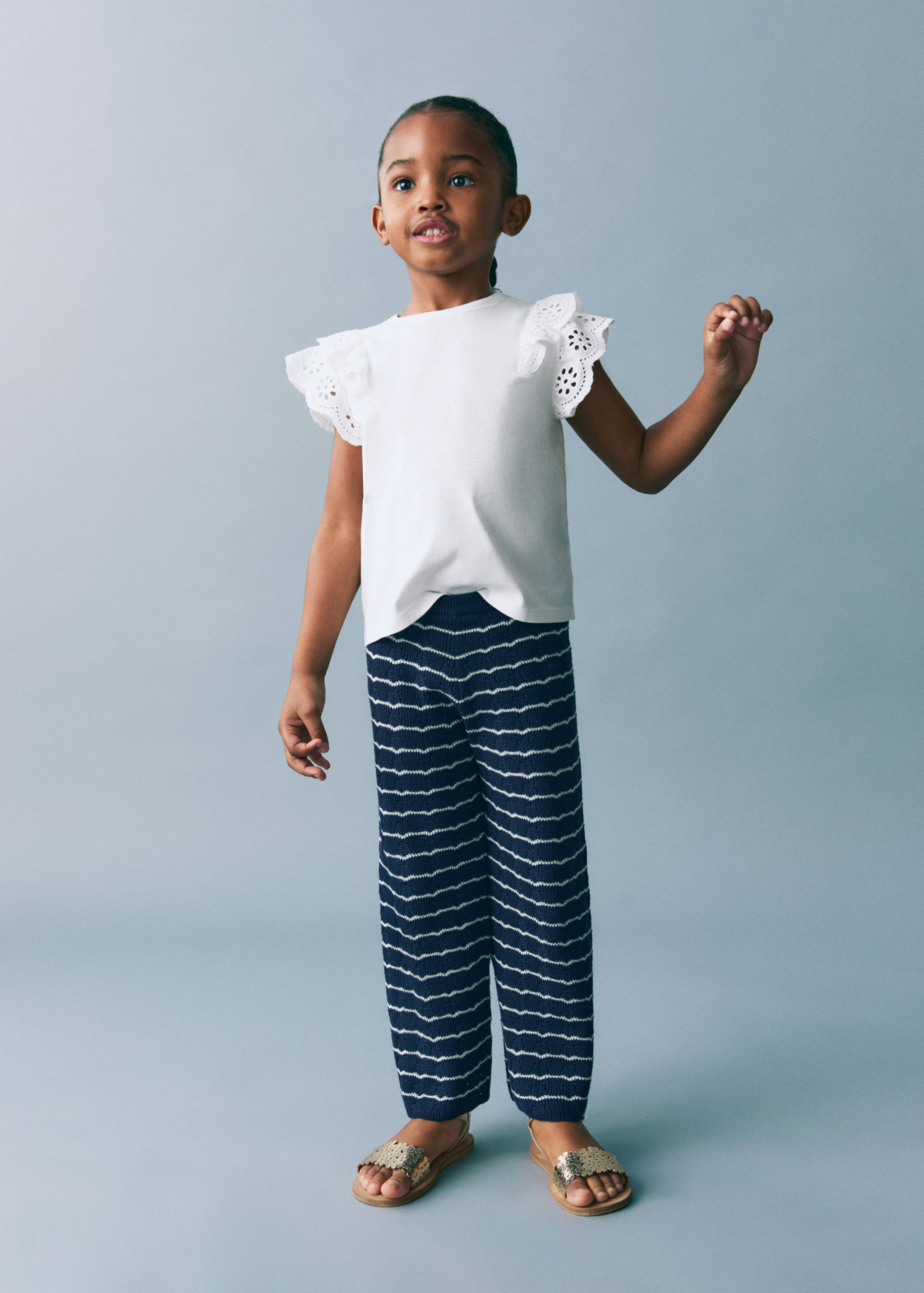 Pantalón punto calado rayas - Plano general