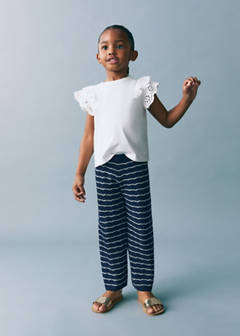 Striped openwork knit pants — Dark Navy 1
