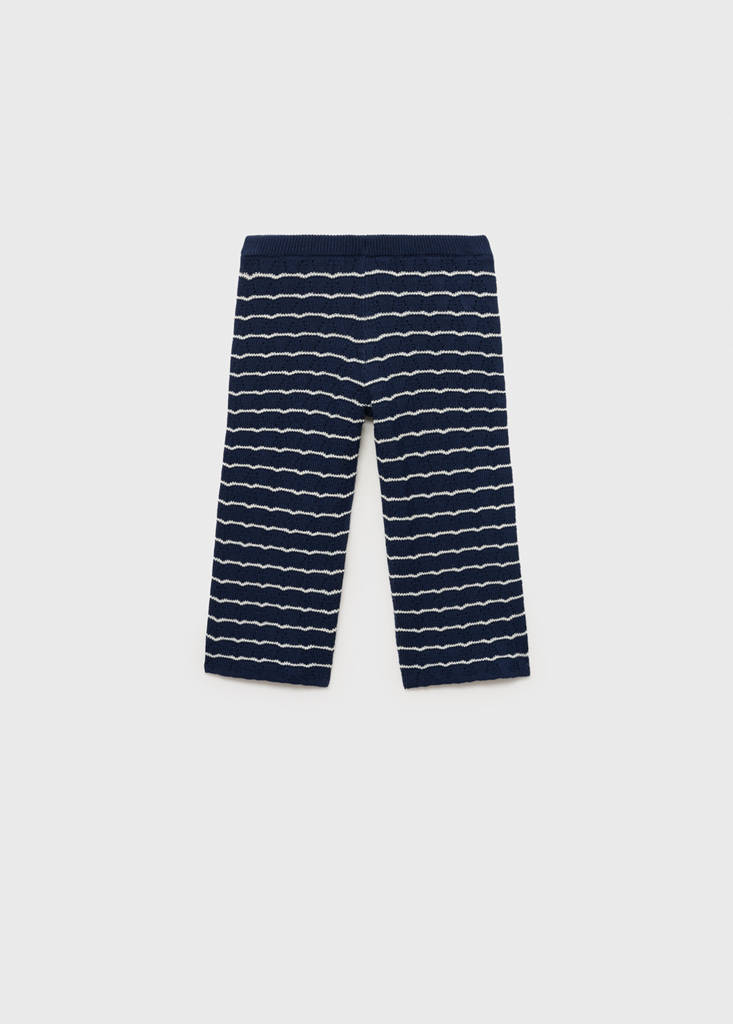 Striped openwork knit pants — Dark Navy