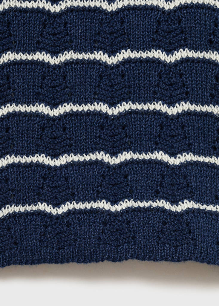 Striped openwork knit pants — Dark Navy