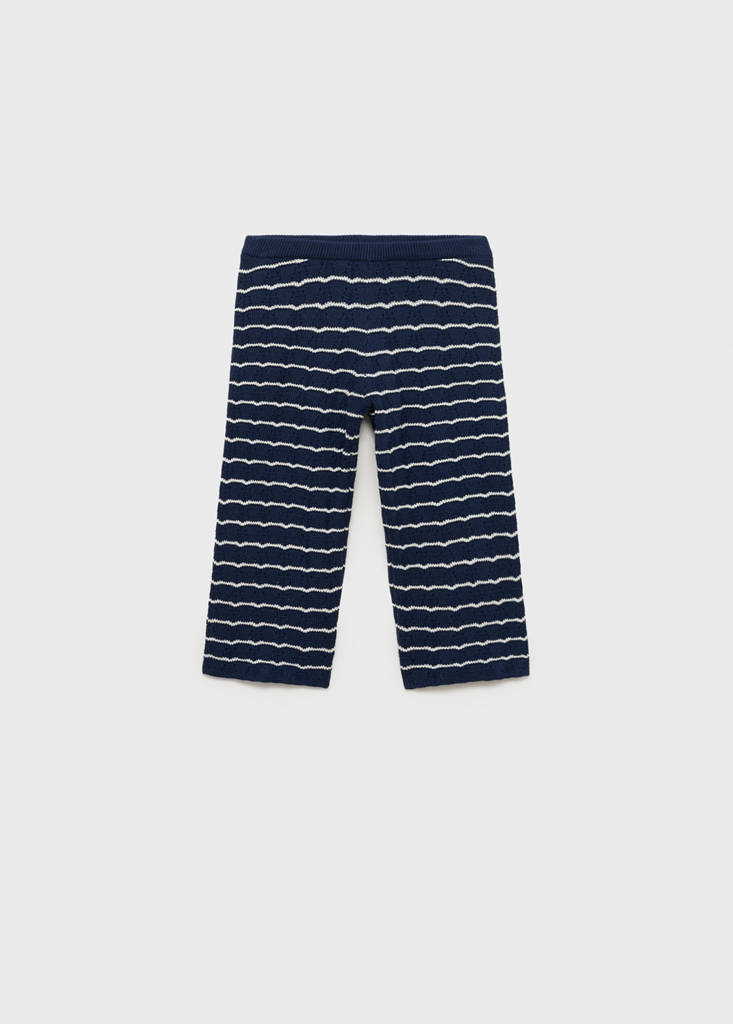 Striped openwork knit pants — Dark Navy