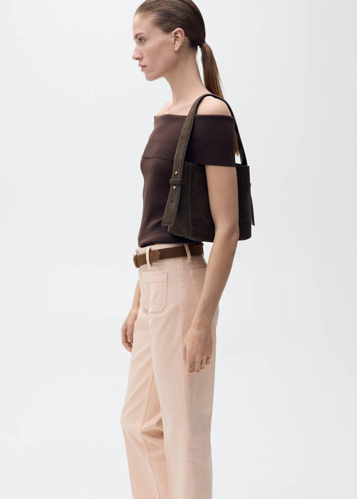 Flared cropped jeans with pockets — Pink
