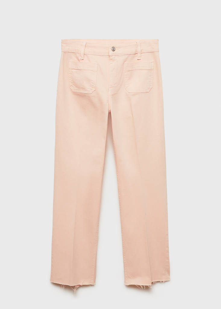Flared cropped jeans with pockets — Pink