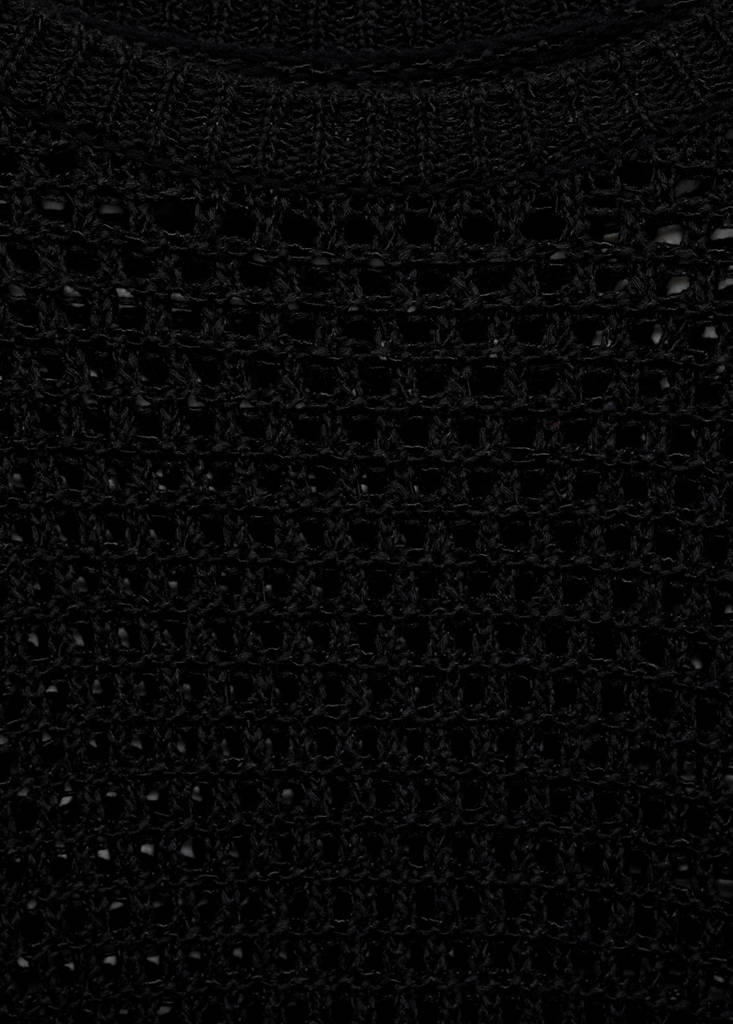 Short-sleeved crochet sweater — Black