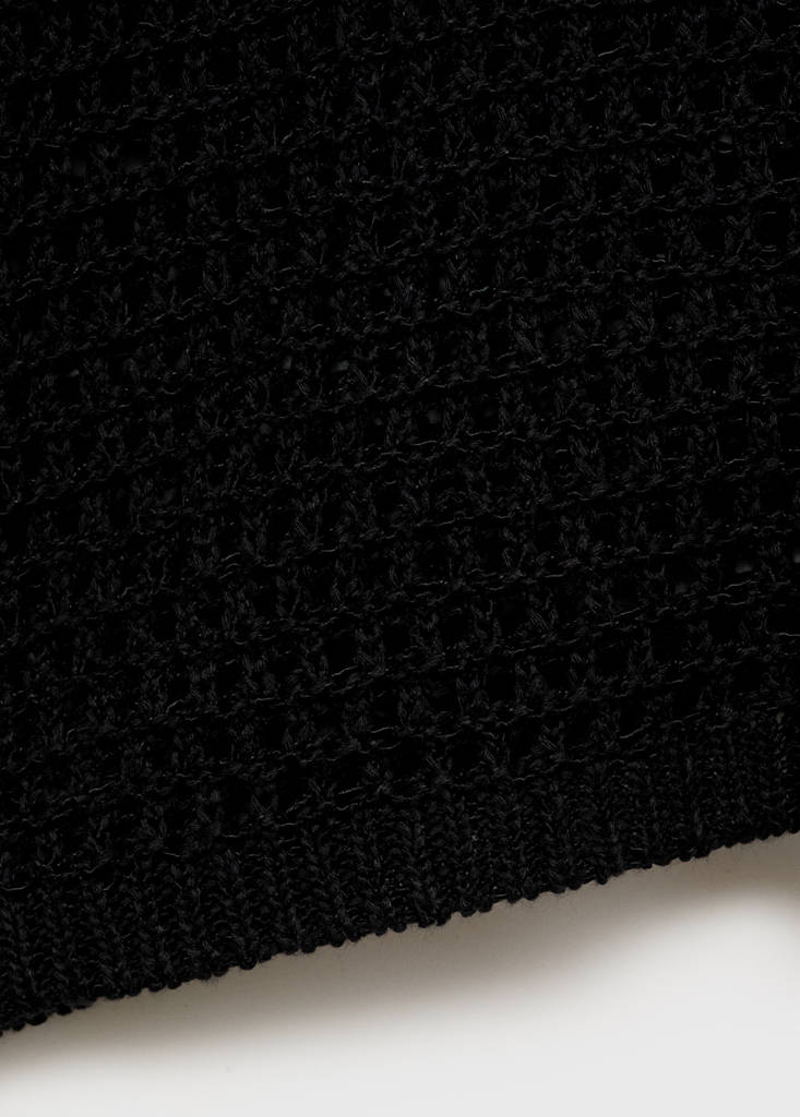 Short-sleeved crochet sweater — Black