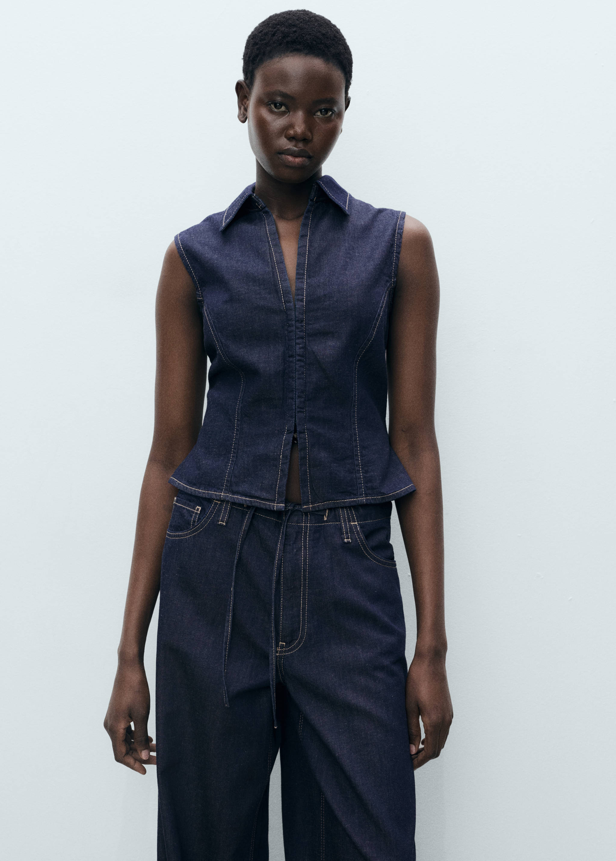 Fitted denim top - Medium plane