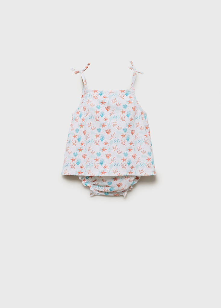 Printed swimming costume set — Coral Red