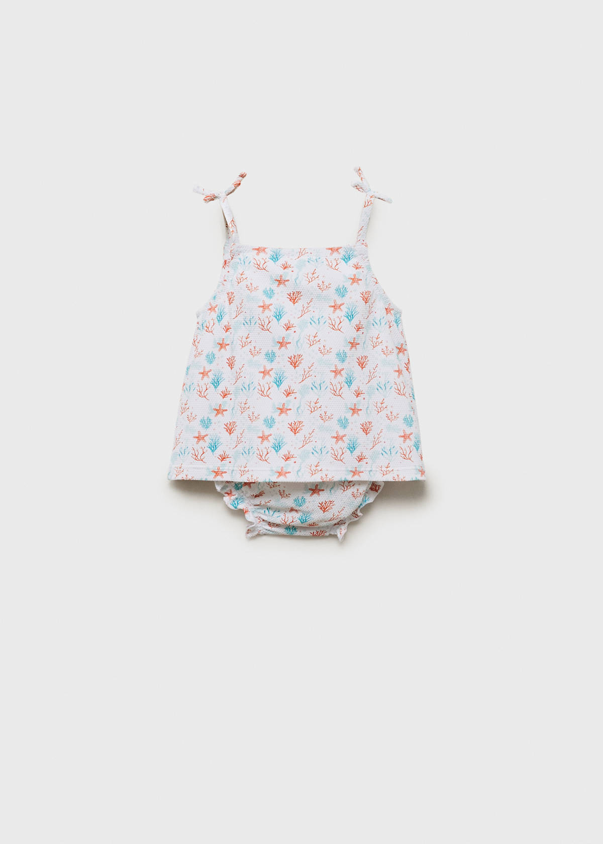 Printed swimming costume set — Coral Red