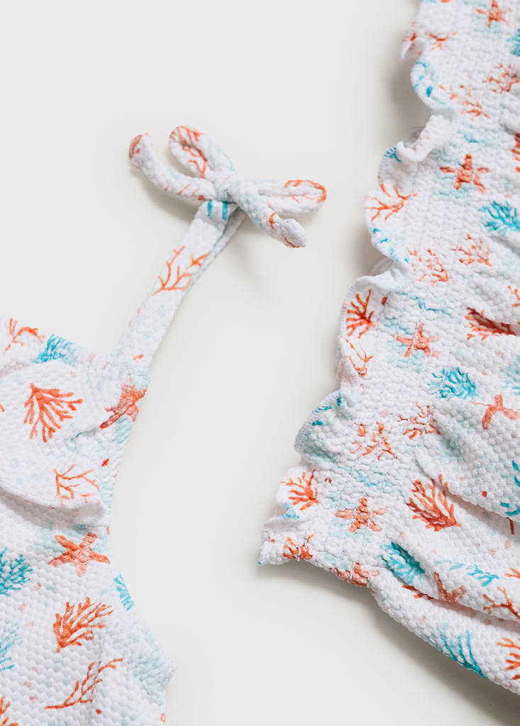 Printed swimming costume set — Coral Red