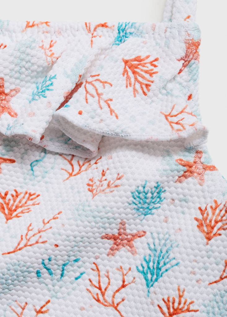 Printed swimming costume set — Coral Red