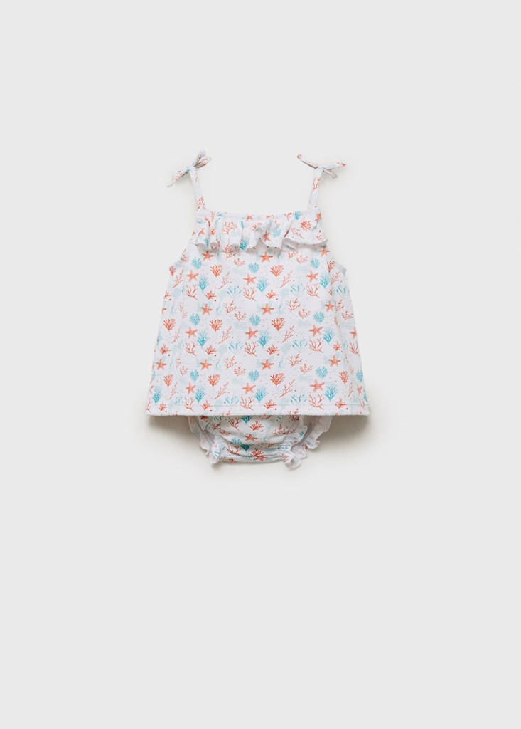 Printed swimming costume set — Coral Red
