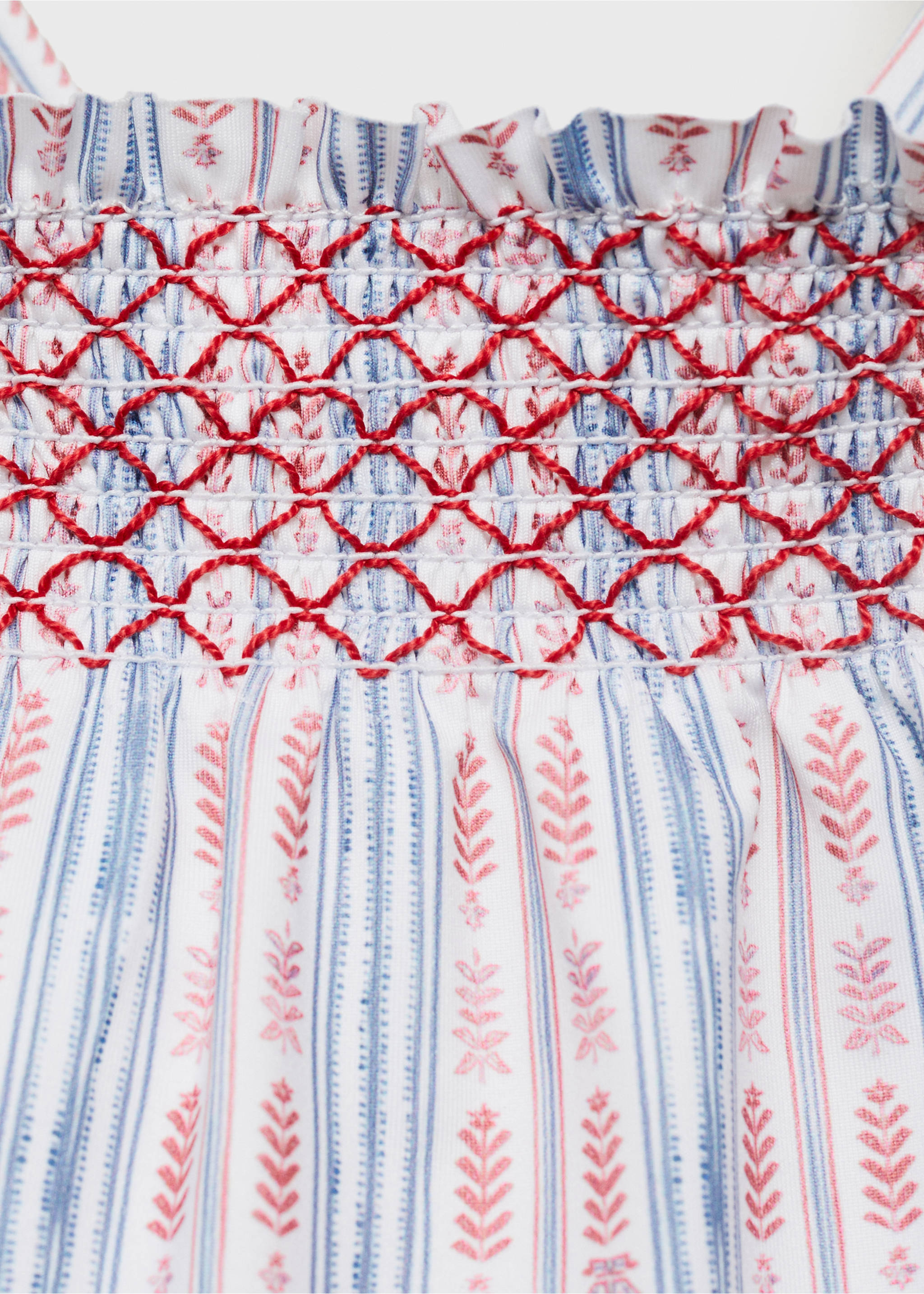 Bañador rayas panel fruncido - Detalle del artículo 8, Azul. Ref: 87097178-00.