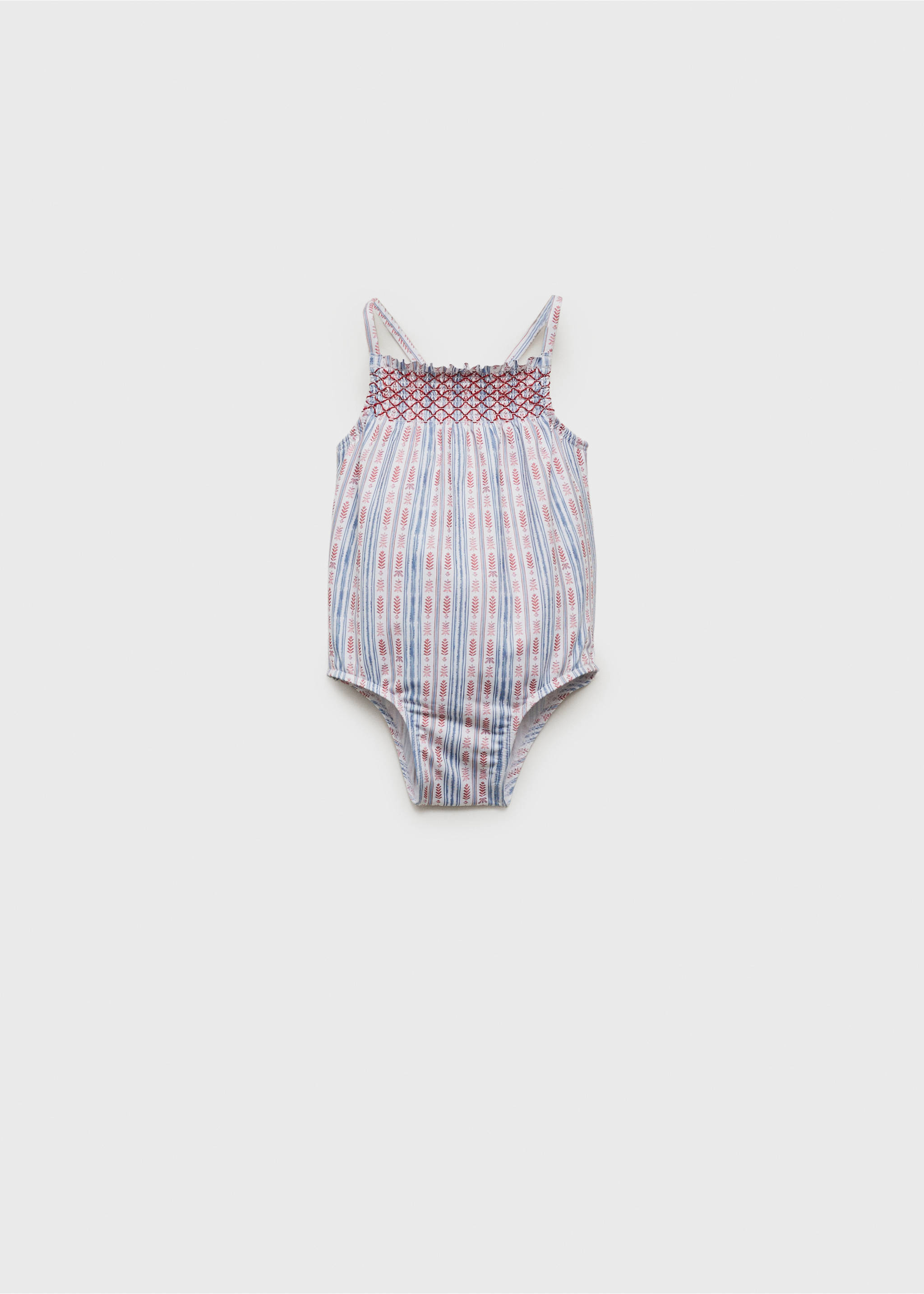 Striped ruffled swimming costume - Article without model, Blue. Ref: 87097178-00.