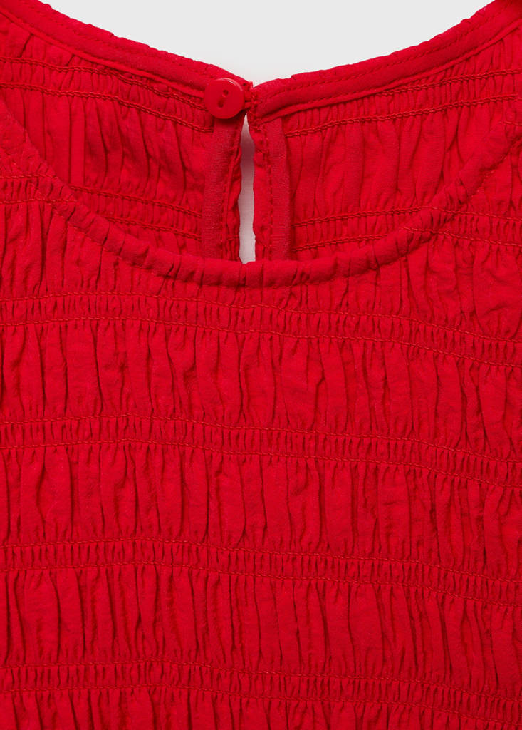 Flared dress with gathered body — Red