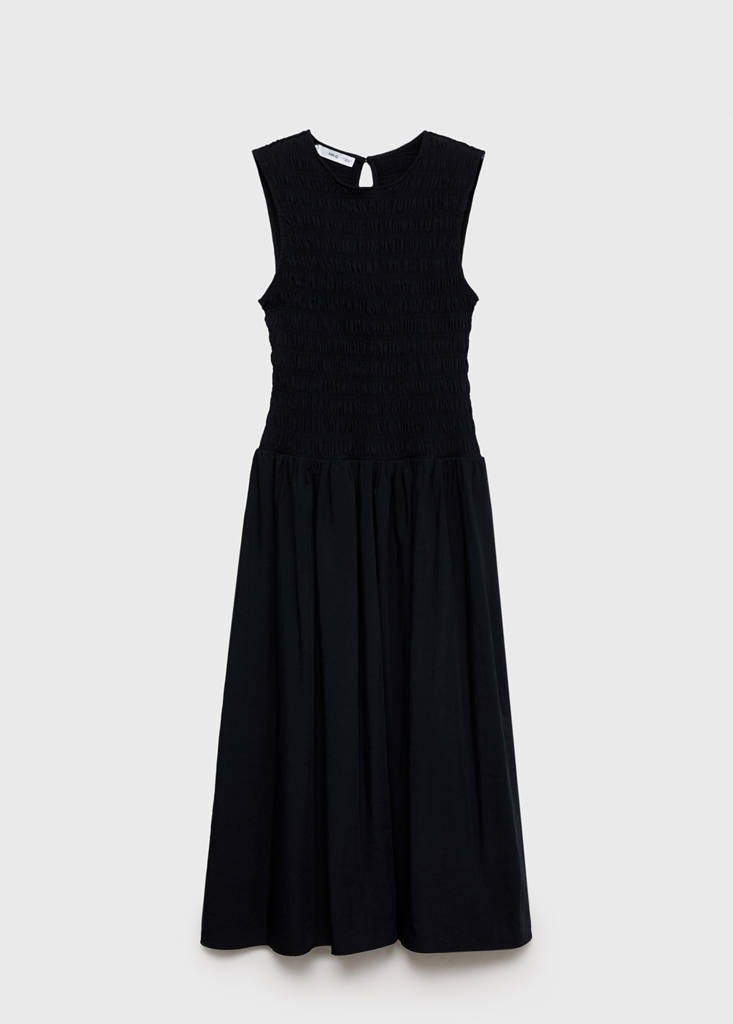 Flared dress with gathered body — Black