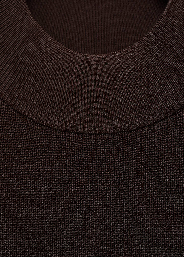 Perkins-neck knitted dress — Chocolate