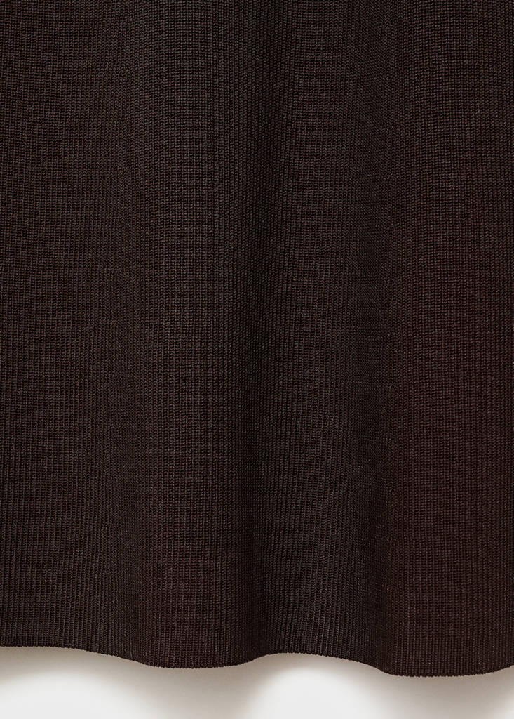 Perkins-neck knitted dress — Chocolate