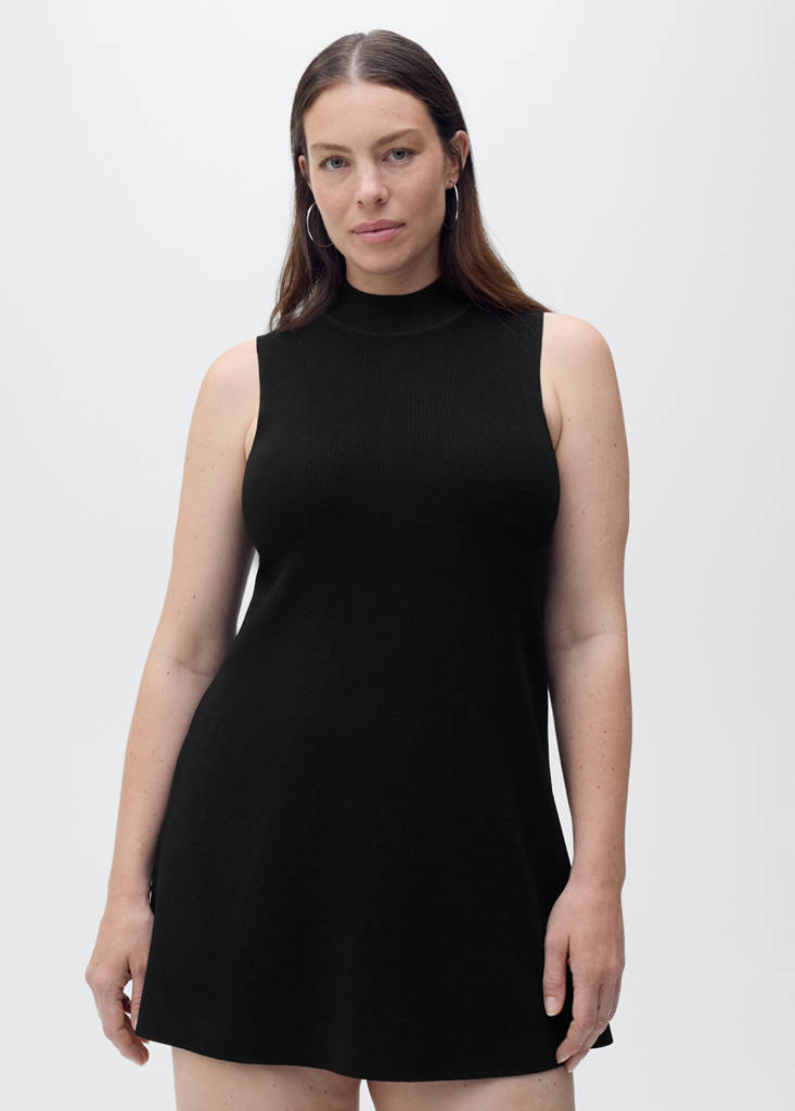 Perkins-neck knitted dress — Black