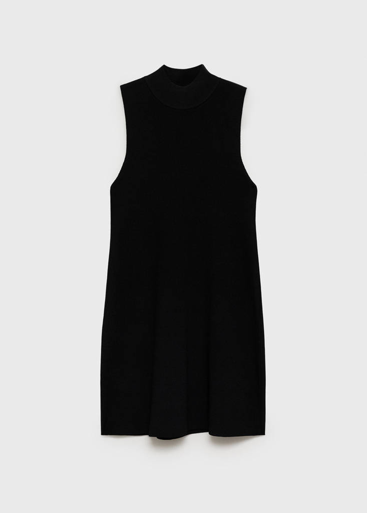 Perkins-neck knitted dress — Black
