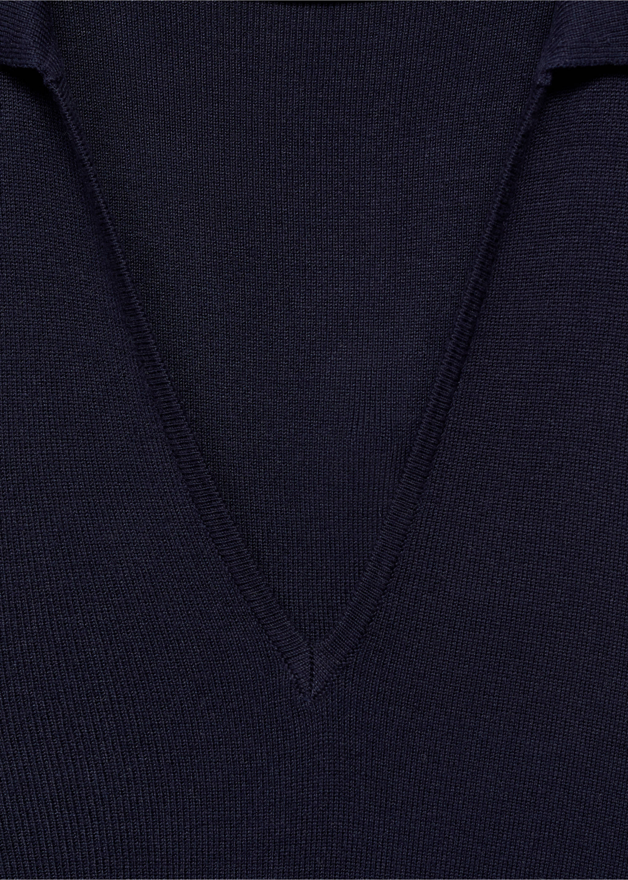 Knitted midi-dress with lapels - Details of the article 8, Dark Navy. Ref: 87097185-00.