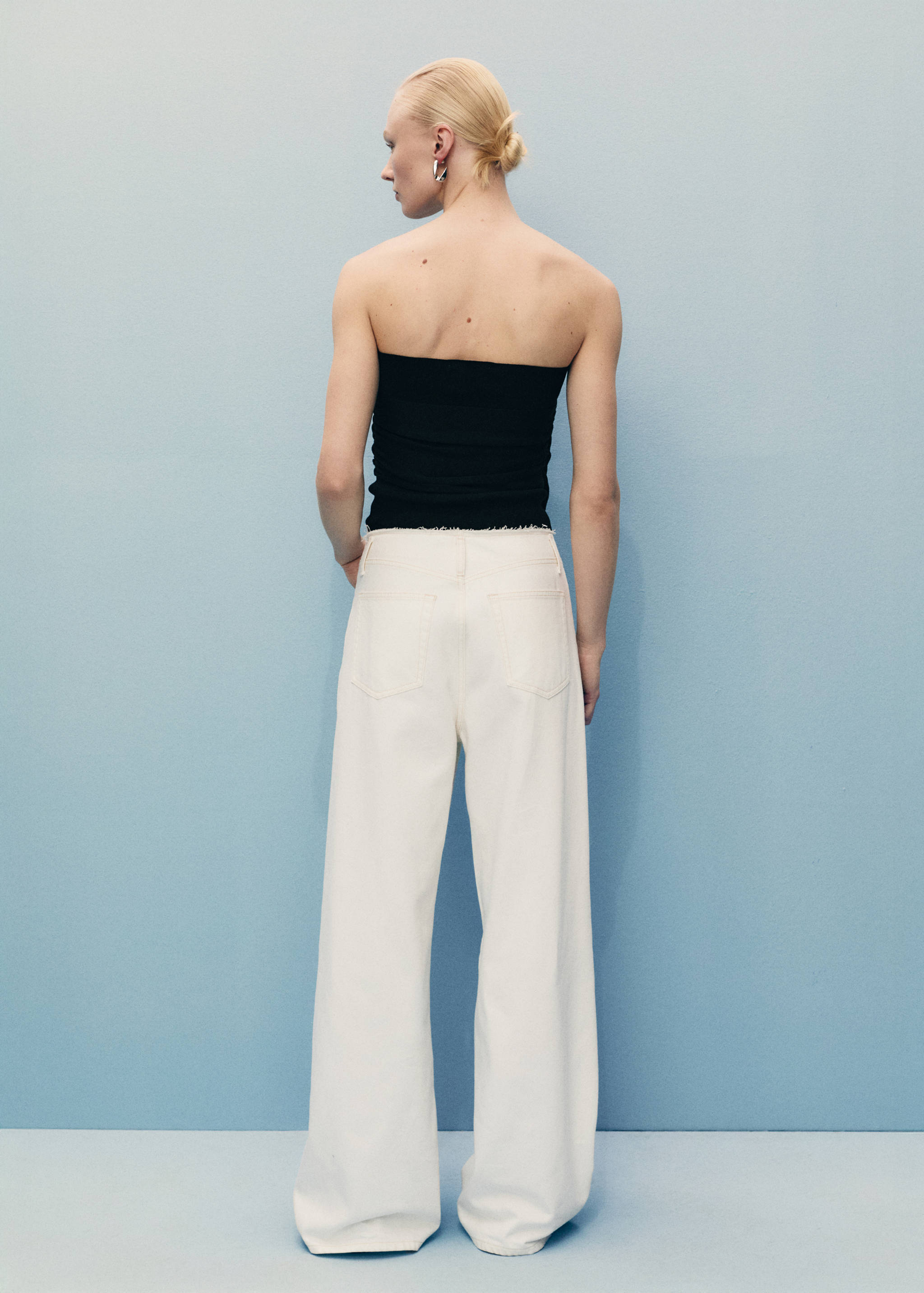 Calças de ganga wideleg com cintura desfiada - Verso do artigo