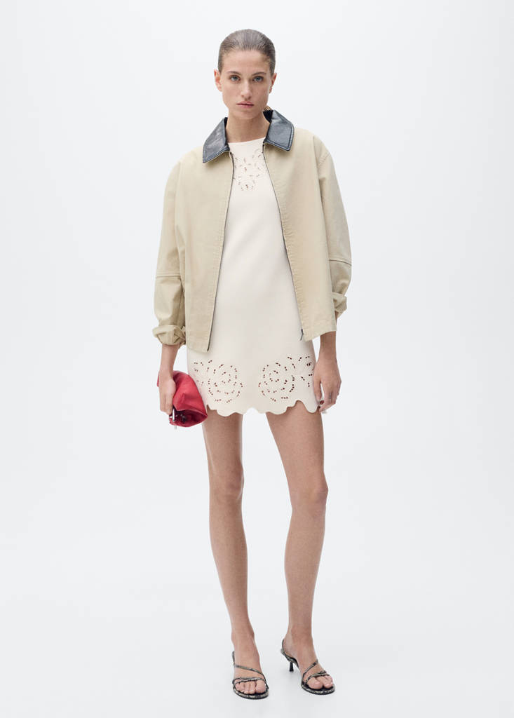 Knitted dress openwork details — Ecru