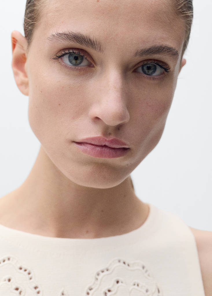 Knitted dress openwork details — Ecru