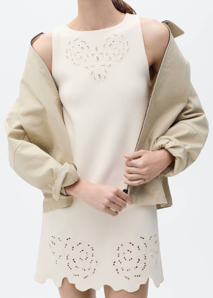 Knitted dress openwork details — Ecru