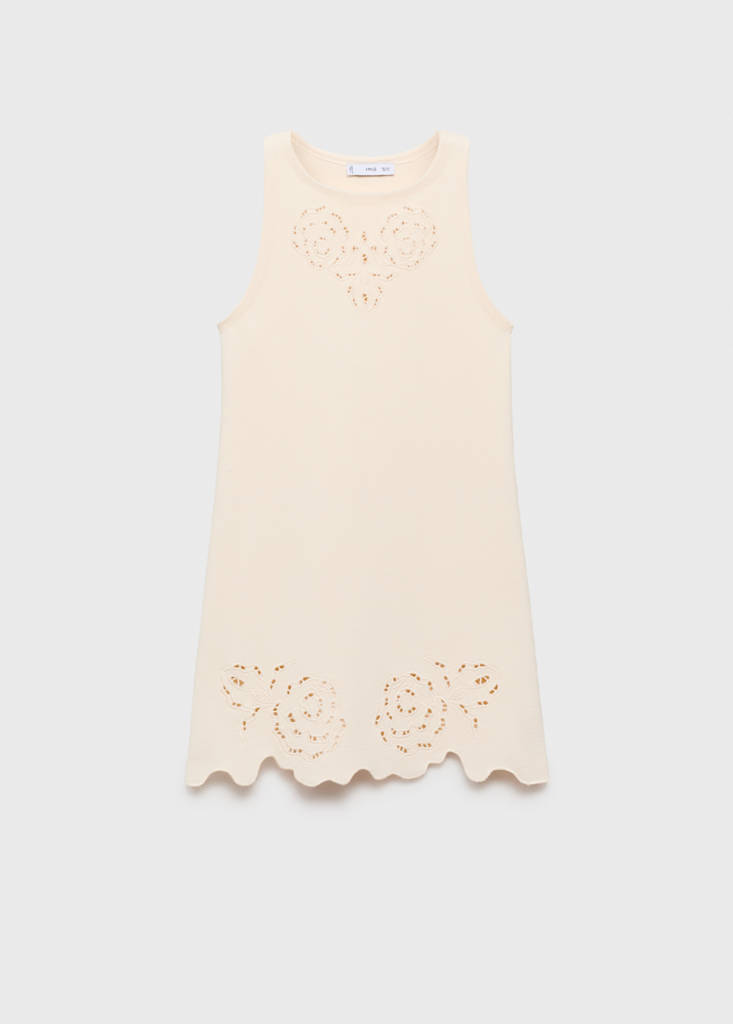Knitted dress openwork details — Ecru