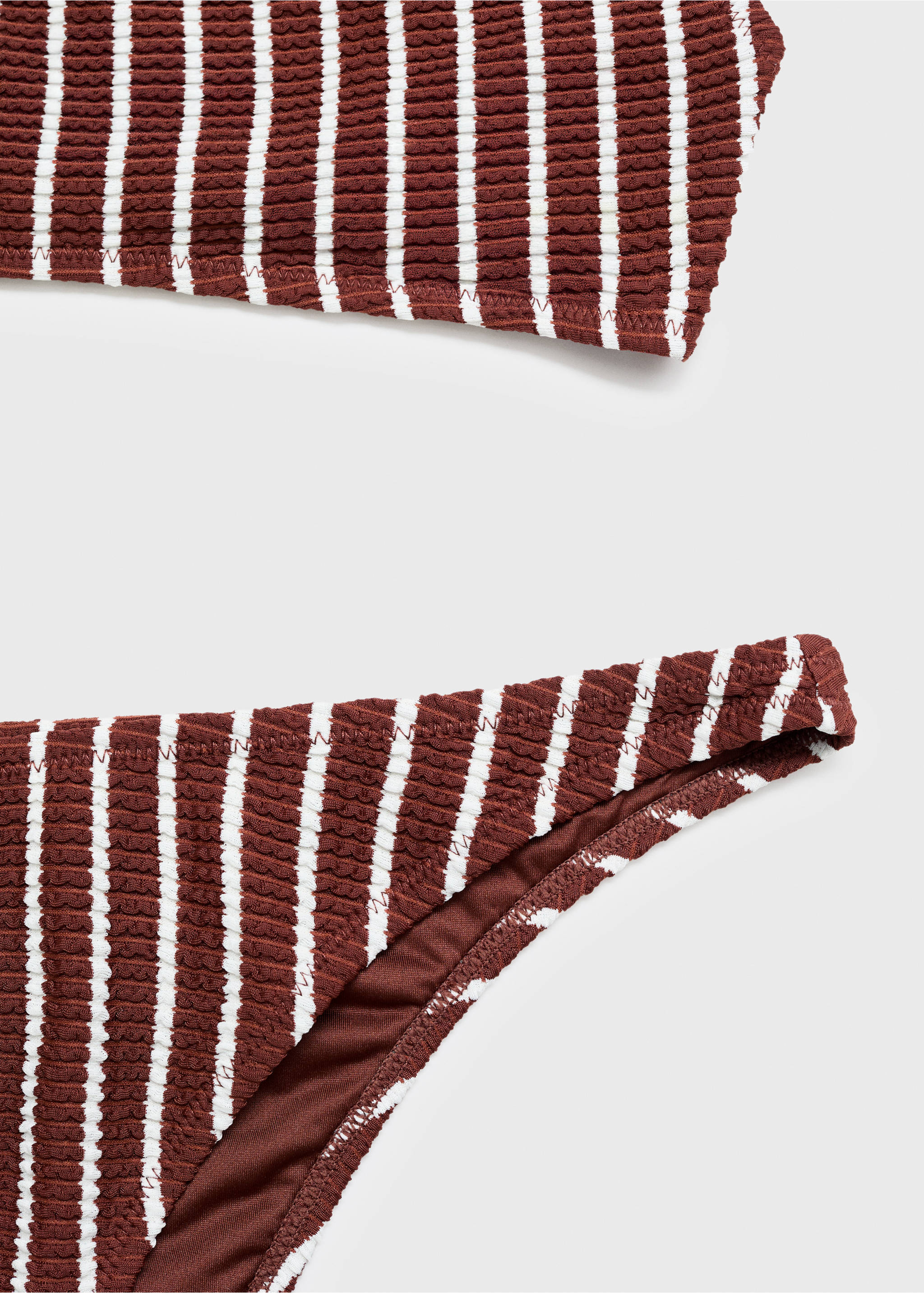 Ribbed striped cheeky bikini bottoms - Details of the article 8, Chocolate. Ref: 87097673-00.