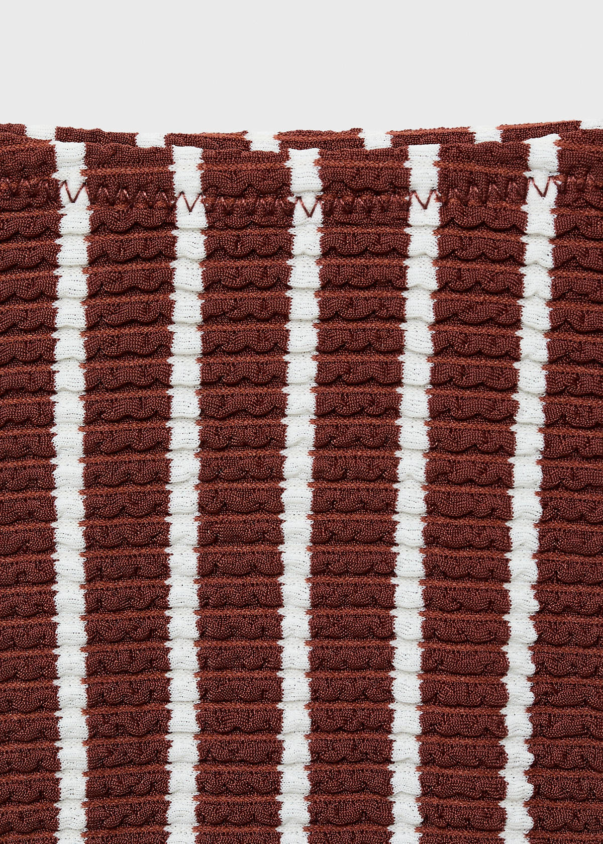 Cheeky ribbed striped bikini briefs — Chocolate