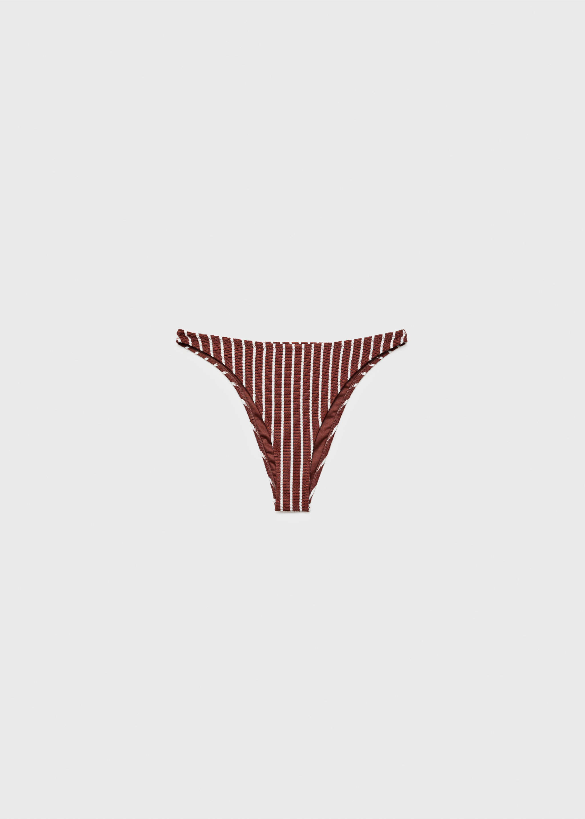 Ribbed striped cheeky bikini bottoms - Article without model, Chocolate. Ref: 87097673-00.