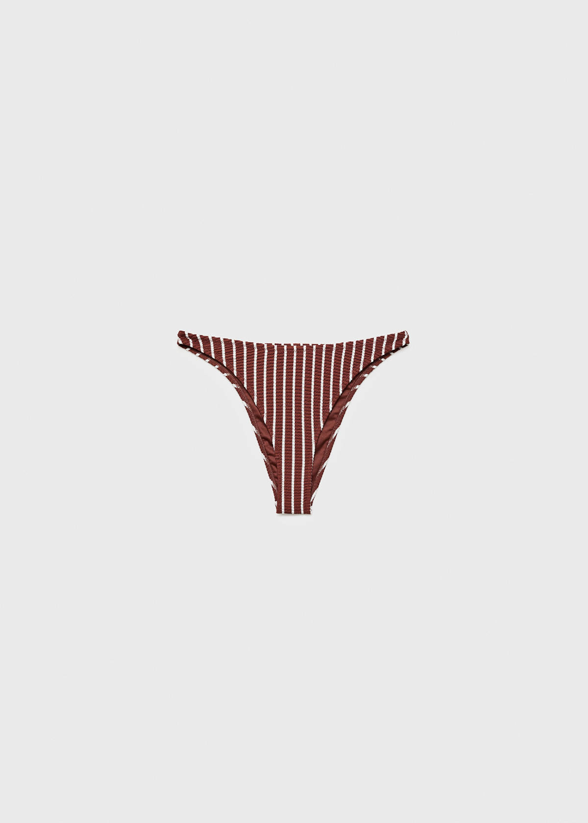 Cheeky ribbed striped bikini briefs — Chocolate