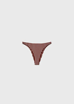 Cheeky ribbed striped bikini briefs — Chocolate 6