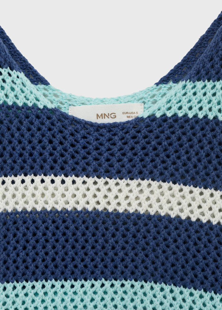Striped openwork knitted dress — Blue