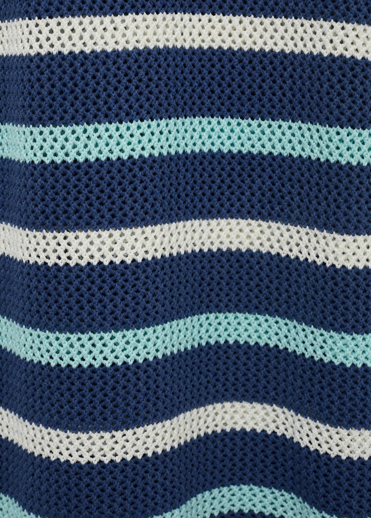 Striped openwork knitted dress — Blue
