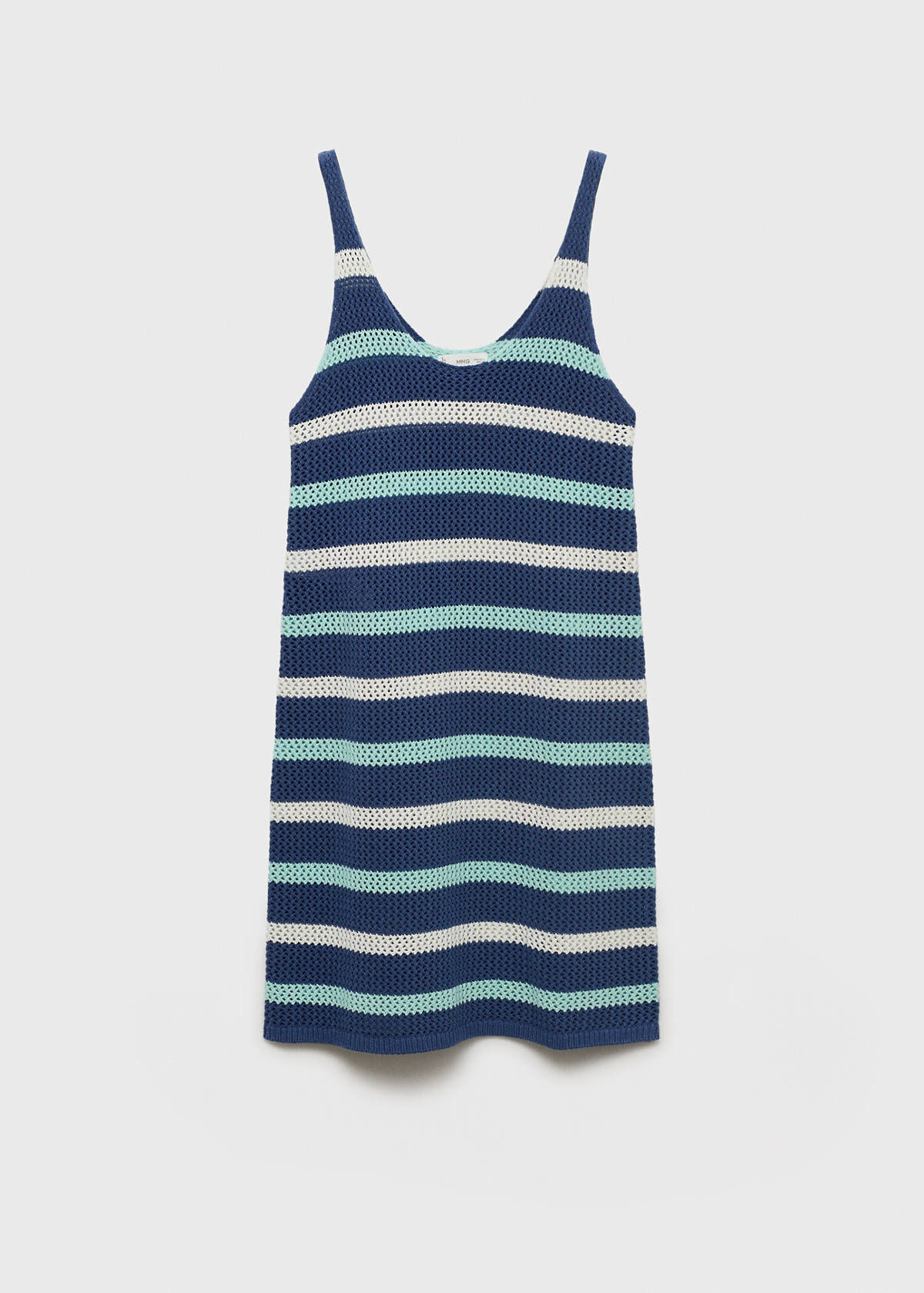 Striped openwork knitted dress — Blue