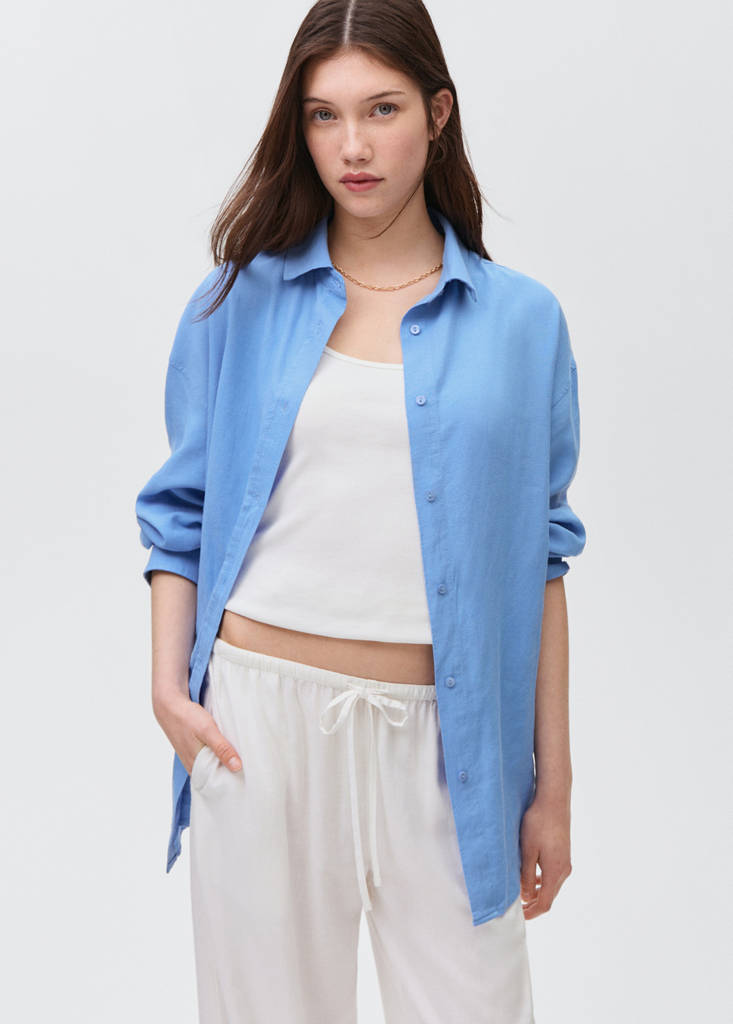Regular-fit linen shirt — Sky Blue