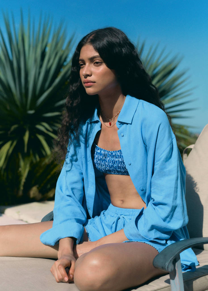 Regular-fit linen shirt — Sky Blue