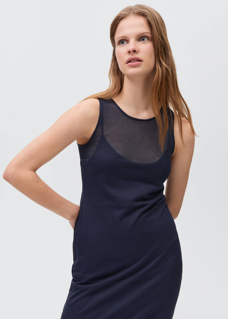 Sheer fabric dress — Navy