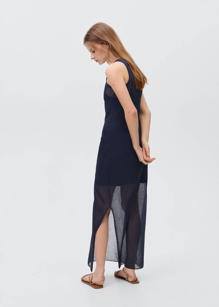Sheer fabric dress — Navy