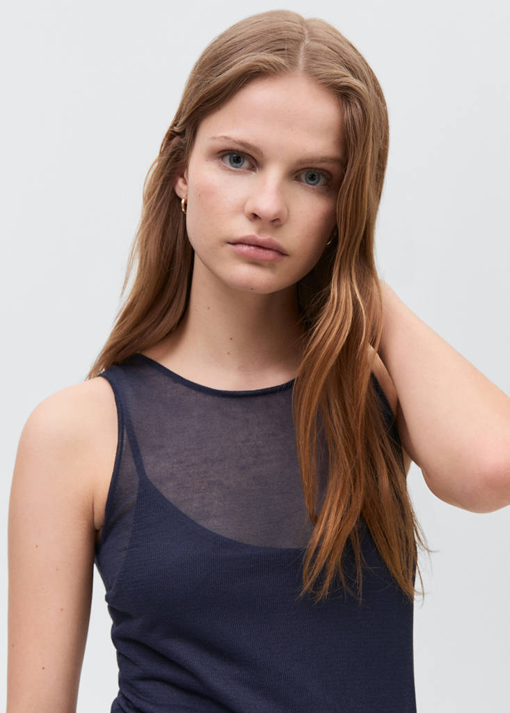 Sheer fabric dress — Navy