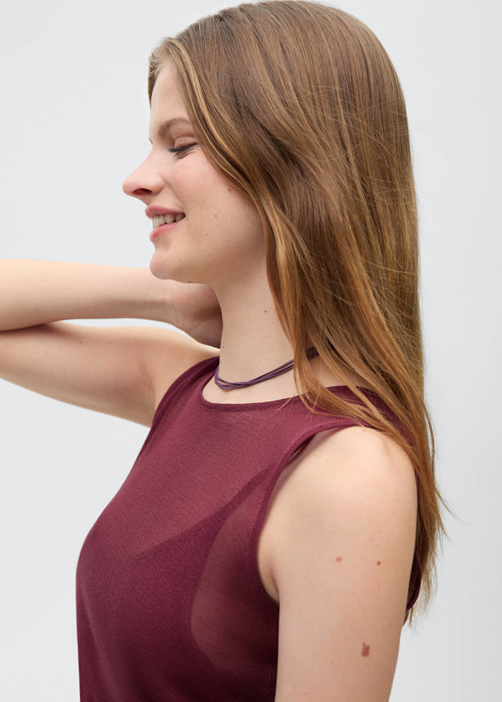 Sheer fabric dress — Maroon