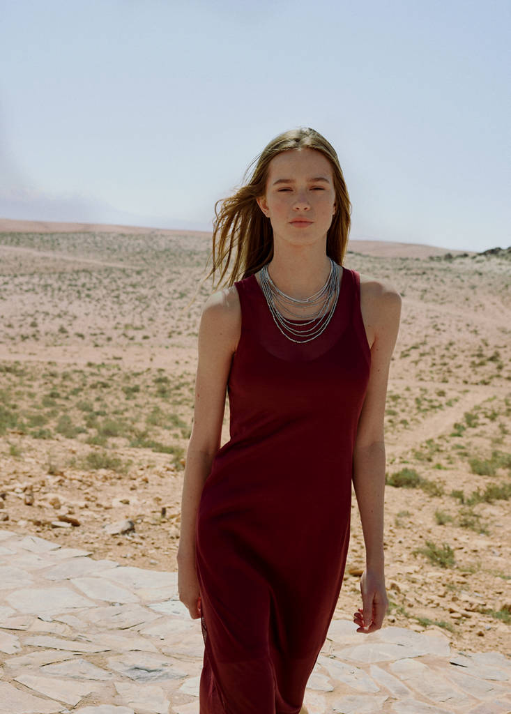 Sheer fabric dress — Maroon