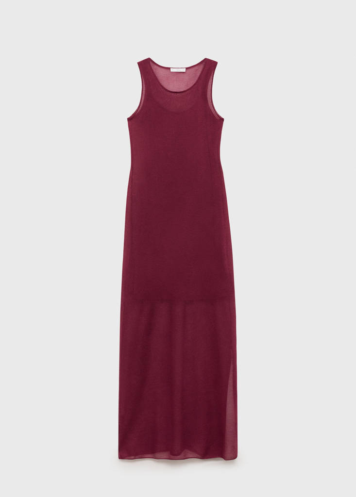 Sheer fabric dress — Maroon
