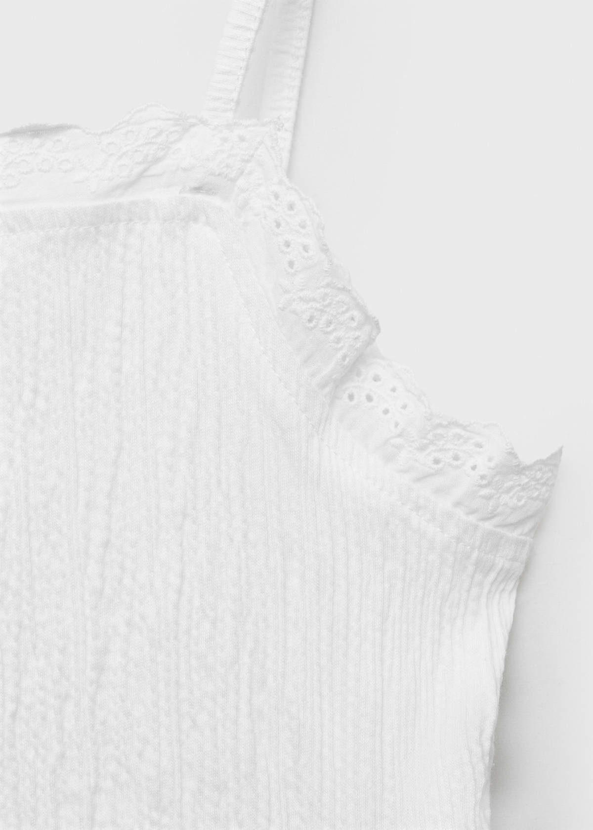 Top with Swiss embroidery detail — Off White