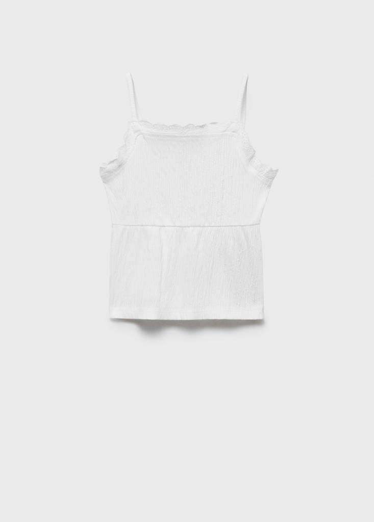 Top with Swiss embroidery detail — Off White