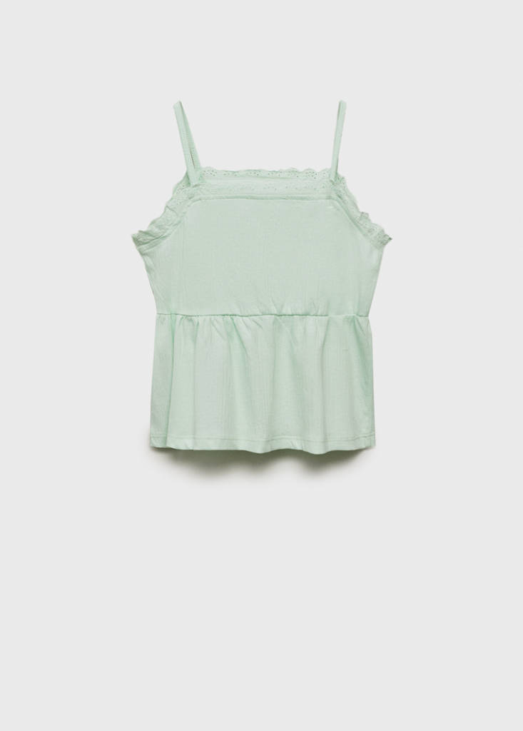 Top with Swiss embroidery detail — Mint Green
